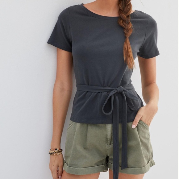 NWT - Maeve by Anthropologie - Backless Wrap Tee - Black - Small - Picture 2 of 2